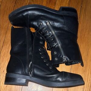 Marc Fisher Black Leather Combat Boots
